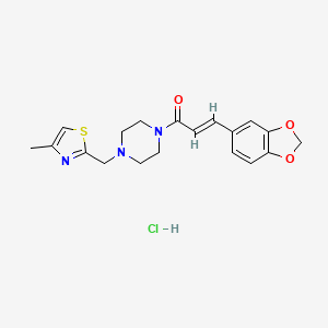 (E)-3-(benzo[d][1,3]dioxol-5-yl)-1-(4-((4-methylthiazol-2-yl)methyl)piperazin-1-yl)prop-2-en-1-one hydrochloride