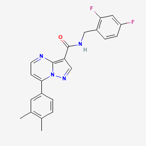 molecular formula C22H18F2N4O B2960646 N-[(2,4-difluorophenyl)methyl]-7-(3,4-dimethylphenyl)pyrazolo[1,5-a]pyrimidine-3-carboxamide CAS No. 1207027-95-9