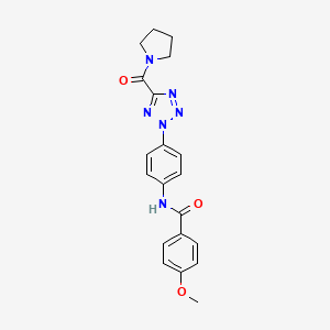 4-methoxy-N-(4-(5-(pyrrolidine-1-carbonyl)-2H-tetrazol-2-yl)phenyl)benzamide