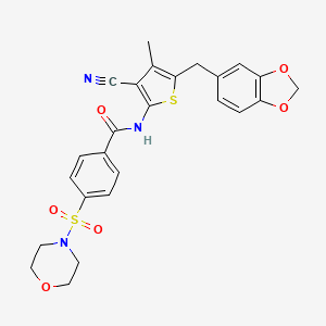N-(5-(benzo[d][1,3]dioxol-5-ylmethyl)-3-cyano-4-methylthiophen-2-yl)-4-(morpholinosulfonyl)benzamide