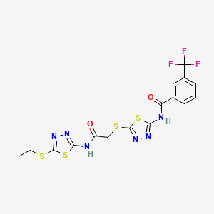 N-[5-[2-[(5-ethylsulfanyl-1,3,4-thiadiazol-2-yl)amino]-2-oxoethyl]sulfanyl-1,3,4-thiadiazol-2-yl]-3-(trifluoromethyl)benzamide
