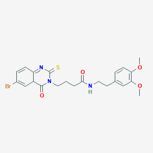 4-(6-bromo-4-oxo-2-sulfanylidene-1,2,3,4-tetrahydroquinazolin-3-yl)-N-[2-(3,4-dimethoxyphenyl)ethyl]butanamide