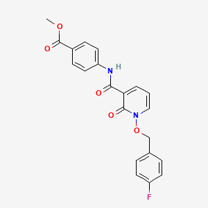 molecular formula C21H17FN2O5 B2960667 methyl 4-{1-[(4-fluorophenyl)methoxy]-2-oxo-1,2-dihydropyridine-3-amido}benzoate CAS No. 868678-26-6