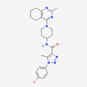 molecular formula C24H28FN7O B2960668 1-(4-fluorophenyl)-5-methyl-N-(1-(2-methyl-5,6,7,8-tetrahydroquinazolin-4-yl)piperidin-4-yl)-1H-1,2,3-triazole-4-carboxamide CAS No. 1903629-71-9