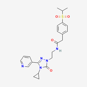 N-(2-(4-cyclopropyl-5-oxo-3-(pyridin-3-yl)-4,5-dihydro-1H-1,2,4-triazol-1-yl)ethyl)-2-(4-(isopropylsulfonyl)phenyl)acetamide