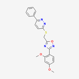 molecular formula C21H18N4O3S B2960670 3-({[3-(2,4-Dimethoxyphenyl)-1,2,4-oxadiazol-5-yl]methyl}sulfanyl)-6-phenylpyridazine CAS No. 1111419-02-3