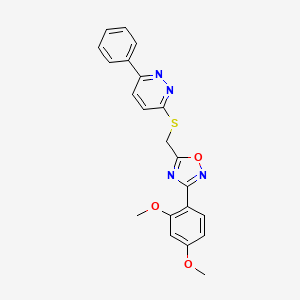 molecular formula C21H18N4O3S B2960670 3-({[3-(2,4-Dimethoxyphenyl)-1,2,4-oxadiazol-5-yl]methyl}thio)-6-phenylpyridazine CAS No. 1111419-02-3