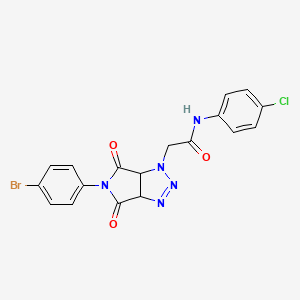 molecular formula C18H13BrClN5O3 B2960676 2-(5-(4-bromophenyl)-4,6-dioxo-4,5,6,6a-tetrahydropyrrolo[3,4-d][1,2,3]triazol-1(3aH)-yl)-N-(4-chlorophenyl)acetamide CAS No. 1052610-67-9