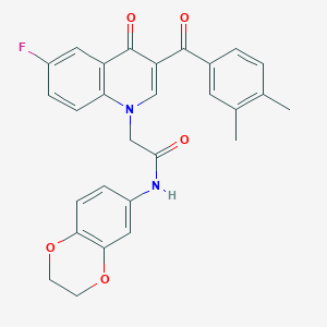 N-(2,3-dihydro-1,4-benzodioxin-6-yl)-2-[3-(3,4-dimethylbenzoyl)-6-fluoro-4-oxoquinolin-1-yl]acetamide