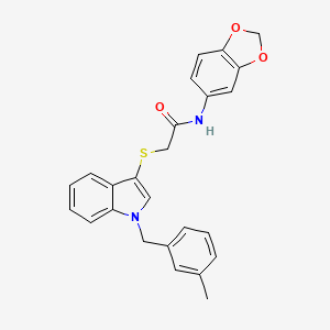 molecular formula C25H22N2O3S B2960683 N-(benzo[d][1,3]dioxol-5-yl)-2-((1-(3-methylbenzyl)-1H-indol-3-yl)thio)acetamide CAS No. 681275-94-5