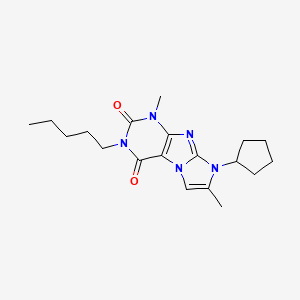 molecular formula C19H27N5O2 B2960701 6-Cyclopentyl-4,7-dimethyl-2-pentylpurino[7,8-a]imidazole-1,3-dione CAS No. 922464-76-4