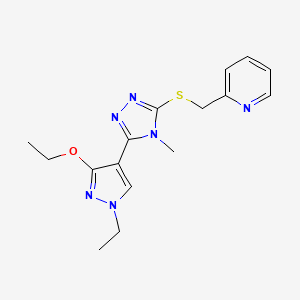 2-(((5-(3-ethoxy-1-ethyl-1H-pyrazol-4-yl)-4-methyl-4H-1,2,4-triazol-3-yl)thio)methyl)pyridine