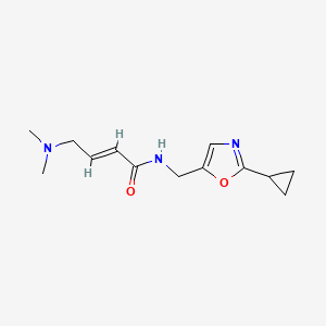 molecular formula C13H19N3O2 B2960708 (E)-N-[(2-Cyclopropyl-1,3-oxazol-5-yl)methyl]-4-(dimethylamino)but-2-enamide CAS No. 2411331-84-3