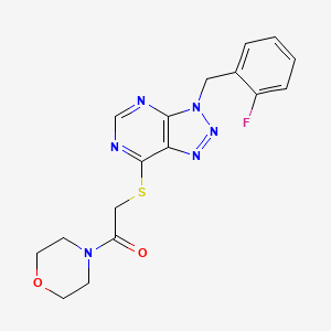 molecular formula C17H17FN6O2S B2960712 2-((3-(2-fluorobenzyl)-3H-[1,2,3]triazolo[4,5-d]pyrimidin-7-yl)thio)-1-morpholinoethanone CAS No. 863458-35-9
