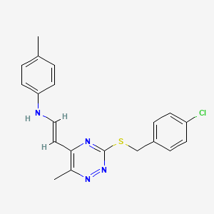 N-(2-{3-[(4-chlorobenzyl)sulfanyl]-6-methyl-1,2,4-triazin-5-yl}vinyl)-4-methylaniline