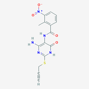 molecular formula C15H13N5O4S B2960730 N-(4-amino-6-oxo-2-(prop-2-yn-1-ylthio)-1,6-dihydropyrimidin-5-yl)-2-methyl-3-nitrobenzamide CAS No. 888444-29-9