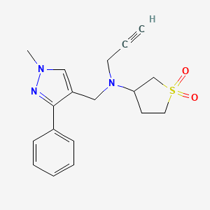 N-[(1-Methyl-3-phenylpyrazol-4-yl)methyl]-1,1-dioxo-N-prop-2-ynylthiolan-3-amine