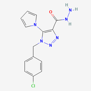 molecular formula C14H13ClN6O B2960737 1-(4-chlorobenzyl)-5-(1H-pyrrol-1-yl)-1H-1,2,3-triazole-4-carbohydrazide CAS No. 1325305-26-7