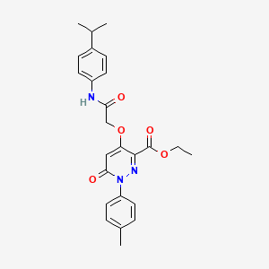 molecular formula C25H27N3O5 B2960740 ethyl 1-(4-methylphenyl)-6-oxo-4-({[4-(propan-2-yl)phenyl]carbamoyl}methoxy)-1,6-dihydropyridazine-3-carboxylate CAS No. 899943-52-3