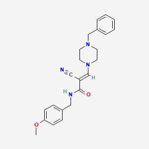 molecular formula C23H26N4O2 B2960742 (2E)-3-(4-benzylpiperazin-1-yl)-2-cyano-N-(4-methoxybenzyl)prop-2-enamide CAS No. 904007-44-9