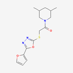 molecular formula C15H19N3O3S B2960744 1-({[5-(2-Furyl)-1,3,4-oxadiazol-2-yl]thio}acetyl)-3,5-dimethylpiperidine CAS No. 761419-02-7