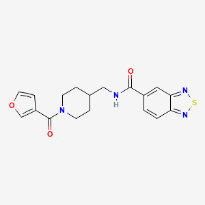 molecular formula C18H18N4O3S B2960746 N-((1-(furan-3-carbonyl)piperidin-4-yl)methyl)benzo[c][1,2,5]thiadiazole-5-carboxamide CAS No. 1396850-14-8
