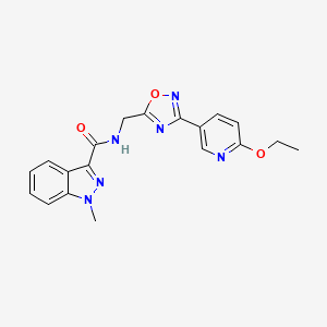 molecular formula C19H18N6O3 B2960757 N-((3-(6-ethoxypyridin-3-yl)-1,2,4-oxadiazol-5-yl)methyl)-1-methyl-1H-indazole-3-carboxamide CAS No. 2034369-80-5