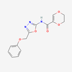 molecular formula C14H13N3O5 B2960763 N-(5-(phenoxymethyl)-1,3,4-oxadiazol-2-yl)-5,6-dihydro-1,4-dioxine-2-carboxamide CAS No. 1286728-53-7