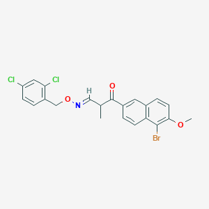 molecular formula C22H18BrCl2NO3 B2960771 3-(5-bromo-6-methoxy-2-naphthyl)-2-methyl-3-oxopropanal O-(2,4-dichlorobenzyl)oxime CAS No. 338420-25-0
