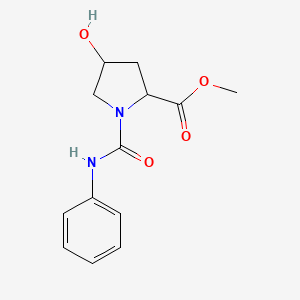 molecular formula C13H16N2O4 B2960773 Methyl 1-(anilinocarbonyl)-4-hydroxy-2-pyrrolidinecarboxylate CAS No. 183290-11-1