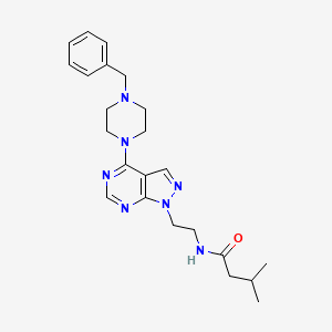 molecular formula C23H31N7O B2960778 N-(2-(4-(4-benzylpiperazin-1-yl)-1H-pyrazolo[3,4-d]pyrimidin-1-yl)ethyl)-3-methylbutanamide CAS No. 1171673-98-5