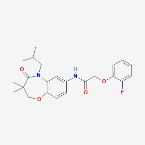 molecular formula C23H27FN2O4 B2960802 2-(2-fluorophenoxy)-N-(5-isobutyl-3,3-dimethyl-4-oxo-2,3,4,5-tetrahydrobenzo[b][1,4]oxazepin-7-yl)acetamide CAS No. 921566-55-4