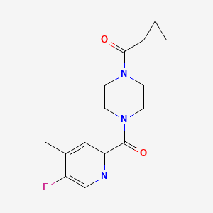 molecular formula C15H18FN3O2 B2960816 1-Cyclopropanecarbonyl-4-(5-fluoro-4-methylpyridine-2-carbonyl)piperazine CAS No. 2415551-51-6