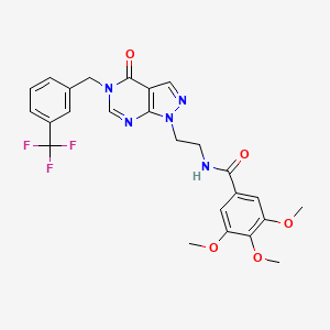 molecular formula C25H24F3N5O5 B2960818 3,4,5-trimethoxy-N-(2-(4-oxo-5-(3-(trifluoromethyl)benzyl)-4,5-dihydro-1H-pyrazolo[3,4-d]pyrimidin-1-yl)ethyl)benzamide CAS No. 922045-69-0