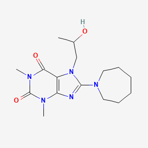 molecular formula C16H25N5O3 B2960821 8-(azepan-1-yl)-7-(2-hydroxypropyl)-1,3-dimethyl-2,3,6,7-tetrahydro-1H-purine-2,6-dione CAS No. 878451-91-3