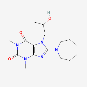 molecular formula C16H25N5O3 B2960821 8-(Azepan-1-yl)-7-(2-hydroxypropyl)-1,3-dimethylpurine-2,6-dione CAS No. 878451-91-3