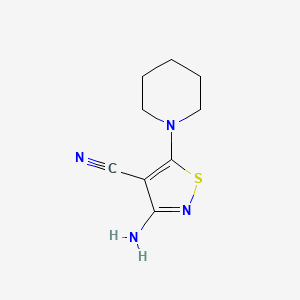 molecular formula C9H12N4S B2960830 3-Amino-5-piperidin-1-yl-1,2-thiazole-4-carbonitrile CAS No. 117377-64-7