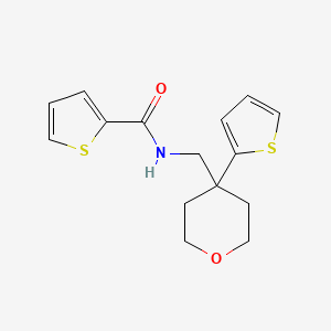 molecular formula C15H17NO2S2 B2960833 N-((4-(thiophen-2-yl)tetrahydro-2H-pyran-4-yl)methyl)thiophene-2-carboxamide CAS No. 1203416-51-6