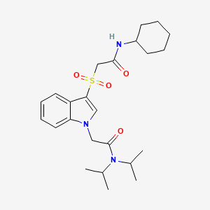 molecular formula C24H35N3O4S B2960834 2-(3-((2-(cyclohexylamino)-2-oxoethyl)sulfonyl)-1H-indol-1-yl)-N,N-diisopropylacetamide CAS No. 887464-57-5