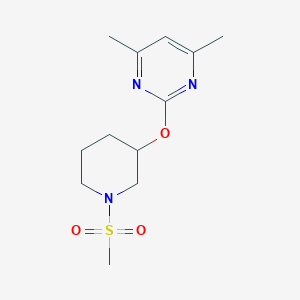 molecular formula C12H19N3O3S B2960872 2-[(1-methanesulfonylpiperidin-3-yl)oxy]-4,6-dimethylpyrimidine CAS No. 2097921-70-3