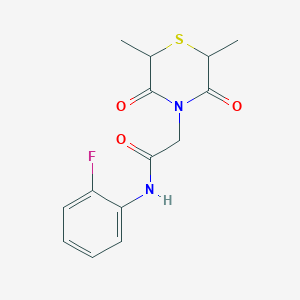 2-(2,6-dimethyl-3,5-dioxothiomorpholin-4-yl)-N-(2-fluorophenyl)acetamide