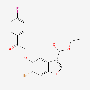 molecular formula C20H16BrFO5 B2960939 Ethyl 6-bromo-5-[2-(4-fluorophenyl)-2-oxoethoxy]-2-methyl-1-benzofuran-3-carboxylate CAS No. 308297-48-5