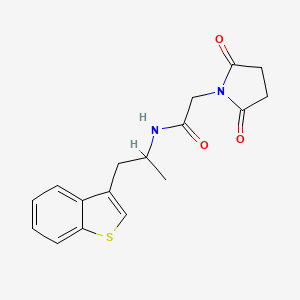 molecular formula C17H18N2O3S B2960944 N-[1-(1-benzothiophen-3-yl)propan-2-yl]-2-(2,5-dioxopyrrolidin-1-yl)acetamide CAS No. 2034316-73-7