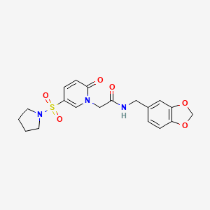 molecular formula C19H21N3O6S B2960945 N-[(2H-1,3-benzodioxol-5-yl)methyl]-2-[2-oxo-5-(pyrrolidine-1-sulfonyl)-1,2-dihydropyridin-1-yl]acetamide CAS No. 923705-16-2