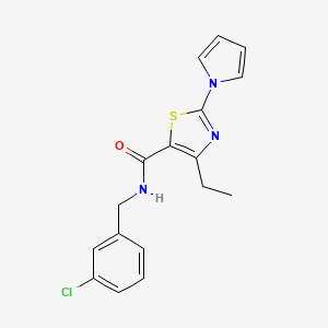 molecular formula C17H16ClN3OS B2960989 N-[(3-chlorophenyl)methyl]-4-ethyl-2-(1H-pyrrol-1-yl)-1,3-thiazole-5-carboxamide CAS No. 1242891-20-8