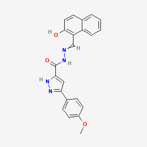 molecular formula C22H18N4O3 B2960993 N'-[(2-hydroxynaphthalen-1-yl)methylidene]-3-(4-methoxyphenyl)-1H-pyrazole-5-carbohydrazide CAS No. 1048922-54-8