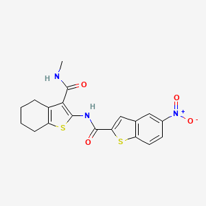 molecular formula C19H17N3O4S2 B2961002 N-[3-(methylcarbamoyl)-4,5,6,7-tetrahydro-1-benzothiophen-2-yl]-5-nitro-1-benzothiophene-2-carboxamide CAS No. 892979-62-3