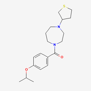 molecular formula C19H28N2O2S B2961009 1-[4-(propan-2-yloxy)benzoyl]-4-(thiolan-3-yl)-1,4-diazepane CAS No. 2320572-52-7