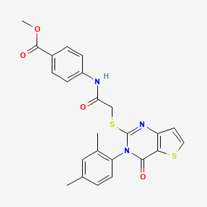 molecular formula C24H21N3O4S2 B2961037 methyl 4-(2-{[3-(2,4-dimethylphenyl)-4-oxo-3H,4H-thieno[3,2-d]pyrimidin-2-yl]sulfanyl}acetamido)benzoate CAS No. 1260918-89-5