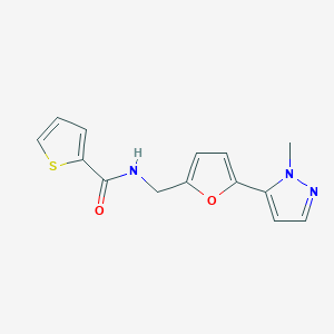 molecular formula C14H13N3O2S B2961047 N-{[5-(1-methyl-1H-pyrazol-5-yl)furan-2-yl]methyl}thiophene-2-carboxamide CAS No. 2415554-99-1